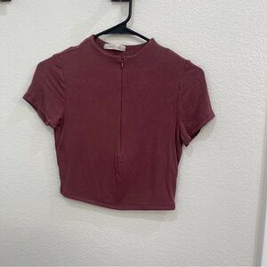 Women's Short Sleeve Burgundy Top